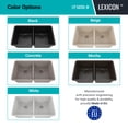 thumbnail image 3 of Lexicon Platinum 32 Inch Quartz Composite 50/50 Kitchen Sink Double Bowl Includes 2 Stainless Steel Grid, 1 Decorative Color Matched Drain Basket Strainer and 1 Disposal Flange LP-5050 White, 3 of 10