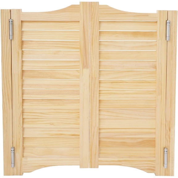 Saloon Doors Swinging Solid Wood Interior Partition Door,Louvered Cafe Door with Hinges,Auto Close Premade Pine Wood Swing Doors for Kitchen Bar Hallway Porch Entrance (Burlywood, 35.43 * 35.43in)