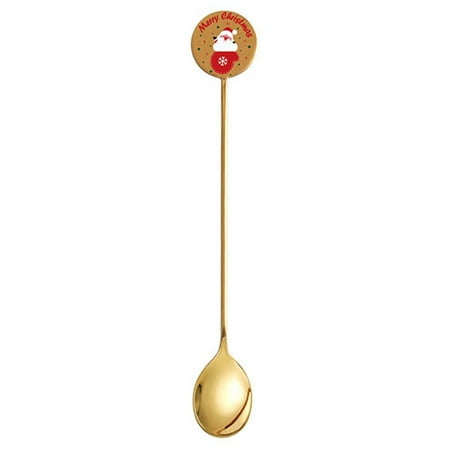 

Veki Stainless Steel Christmas Coffee Spoon Cake Soup Sugar Dessert Teaspoons Mixing Stirrer Kitchen Tableware (Gold) Dinner Mats