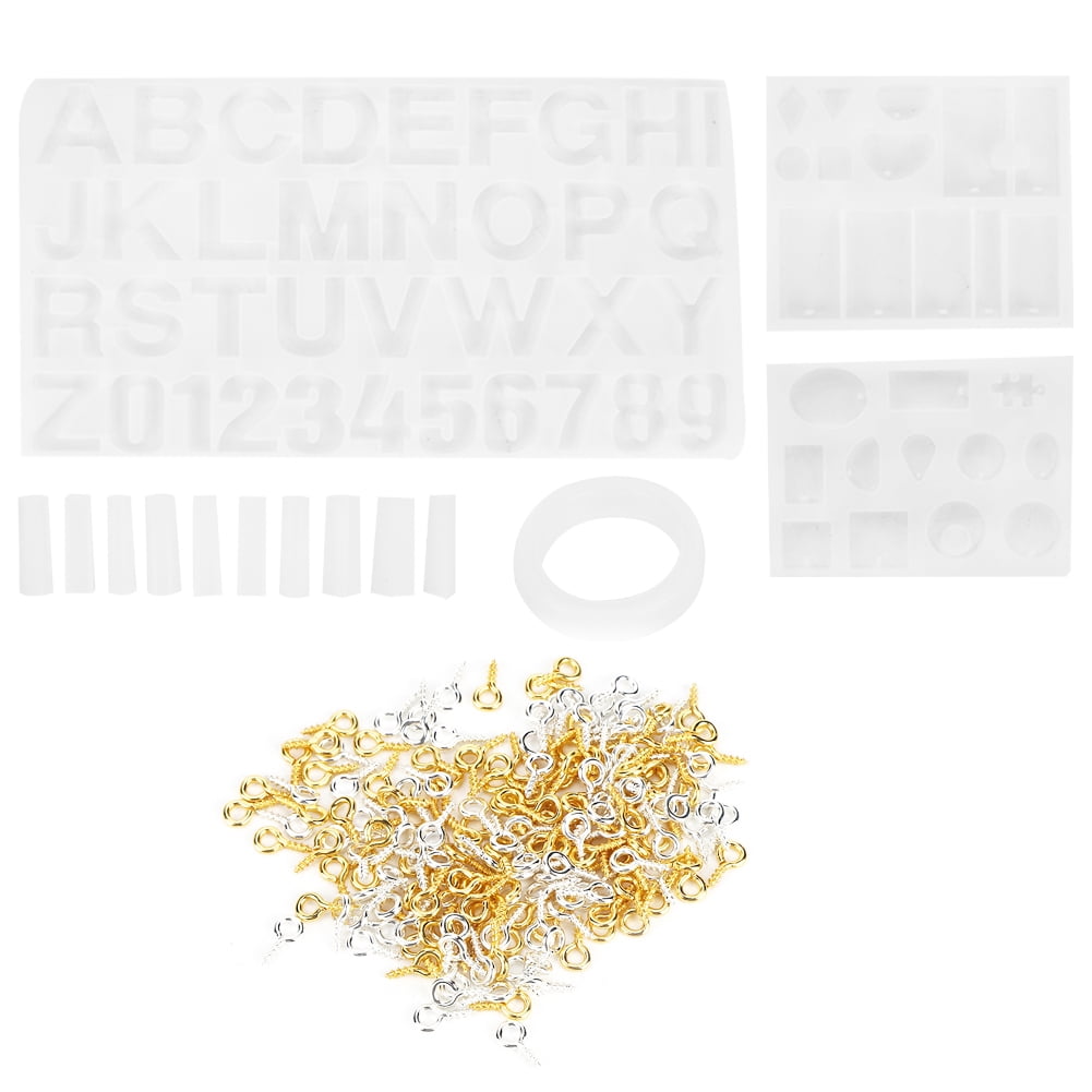 Yajisi 214-Piece Silicone Casting Molds Set, DIY Resin Earring Pendant Jewellery Making Kit for Crafting Accessories, Includes Alphabet & Bracelet Moulds (8.66 inches / 22.0 cm)