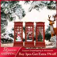 thumbnail image 2 of Farol de cabina telefónica vintage luminoso rojo navideño, figura de Papá Noel, muñeco de nieve y árbol de Navidad en decoración de cabina telefónica, 2 of 5