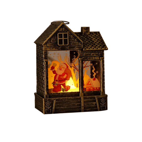 Michellecmm Christmas Night Lights with Hanging Loop Retro House Santa Claus Luminous Decorative Ornaments for Home Holiday Decor