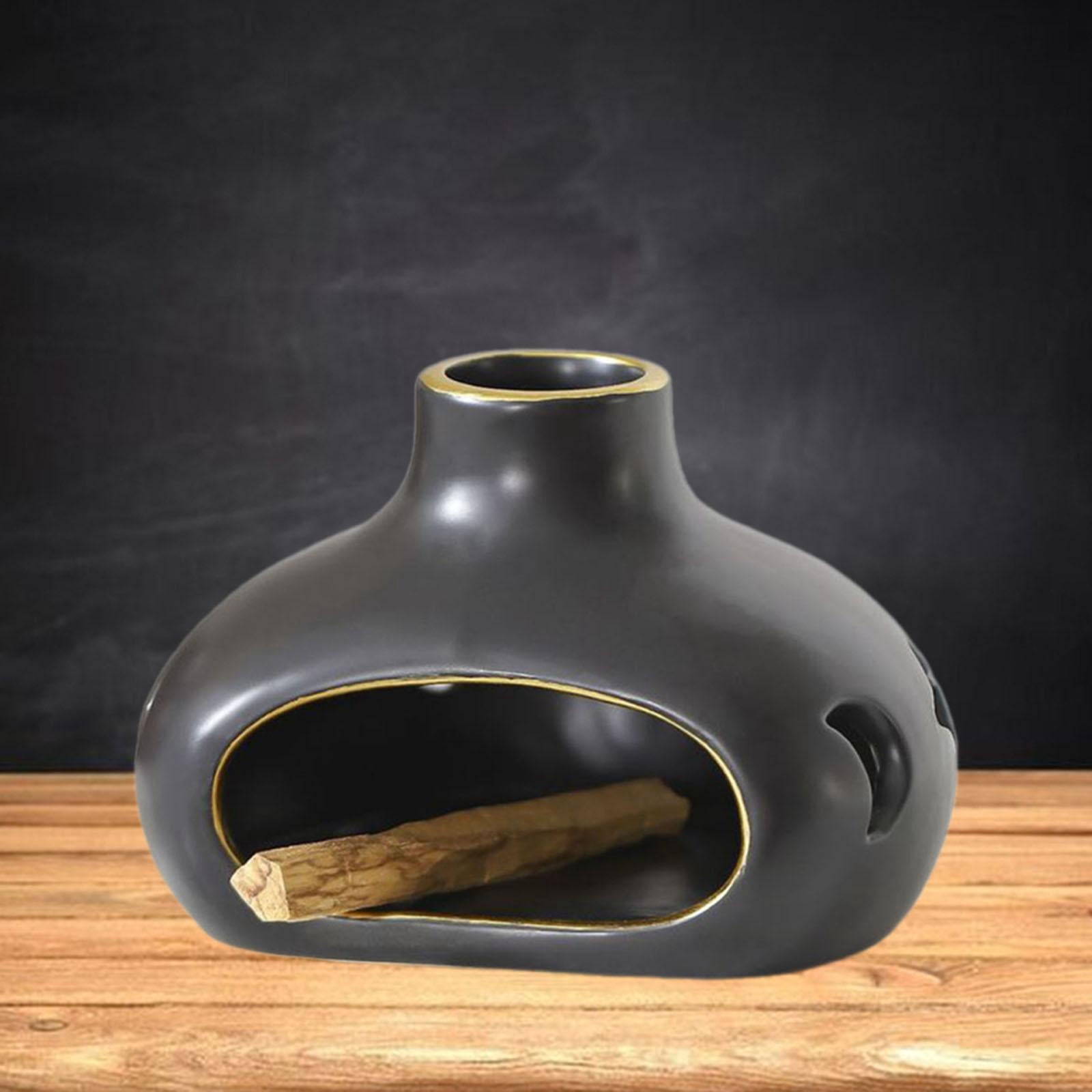 Baoblaze Holder Ceramic Incense Burner Holder for Fireplace Farmhouse Yoga Black