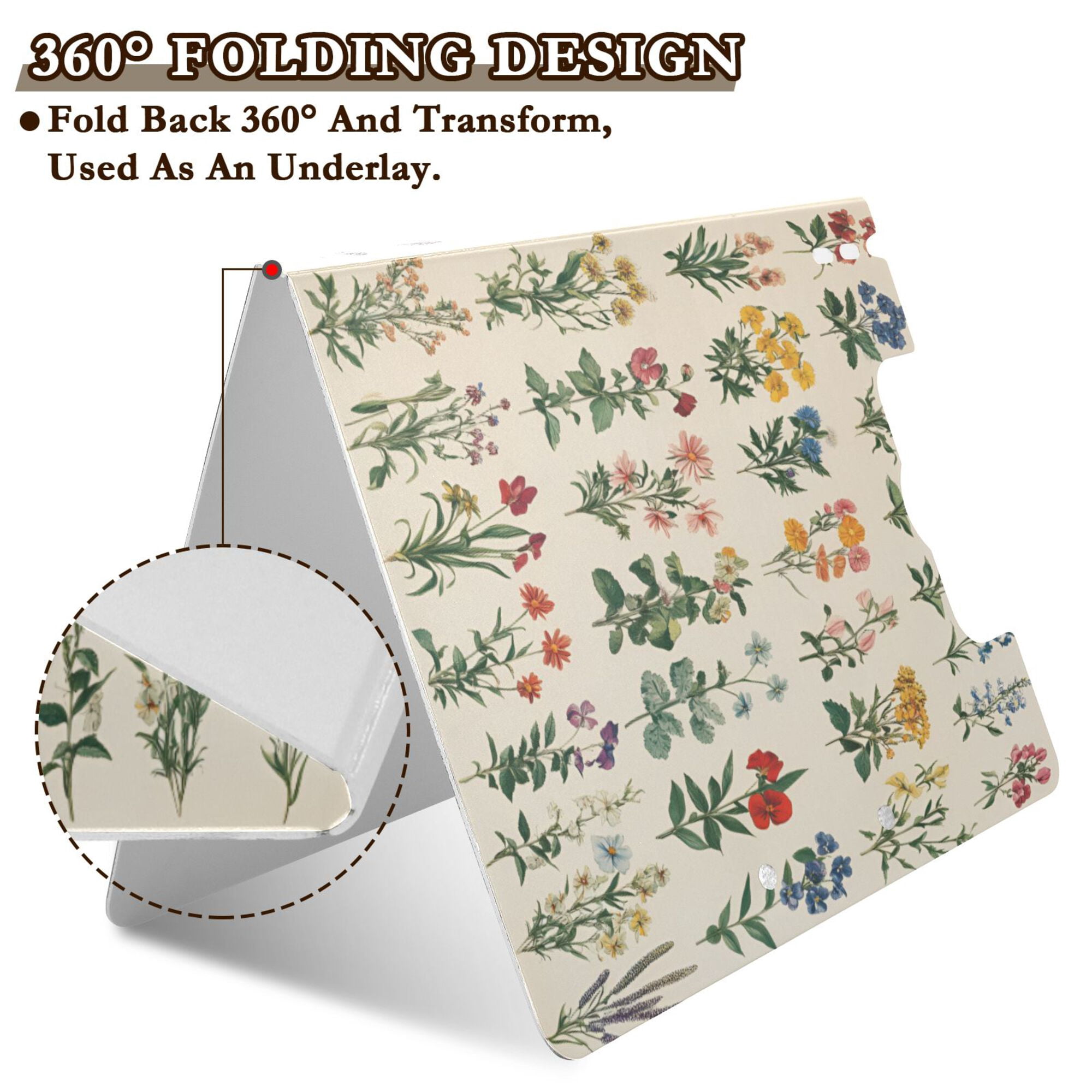 FORMRS A4 Clipboard Folder with Pen Holder Horizontal Foldable School Office Binder, Red Floral