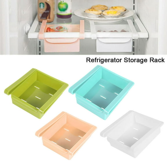 Pluokvzr Slide Kitchen Fridge Freezer Space Saver Organizer Storage Box Shelf Holder !