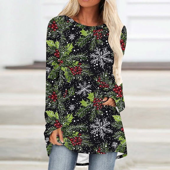 KkSLirnhs Womens Tops under $10 Women Casual Long Sleeve Round Neck Pullover Loose Blouse Ethnic Style Printed ShirtsTops L Multicolor