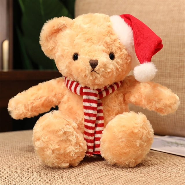40/60/80cm Christmas Bear Creative Colorful Teddy Bear Stuffed Animal Plush Toy Send friends and lovers Christmas Gift for Kidslight brown scarf40cm Deng Xun unisex