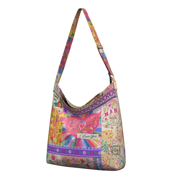 Boho Chic Rustic Crossbody Shoulder Bag - Abstract Geometric Sling Tote, Large Capacity Travel Handbag