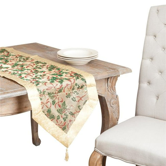 SARO XJ378.GL16108X Gold Printed Holiday Christmas Runner