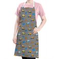 thumbnail image 3 of Cartoon Construction Vehicles Cars Gray Apron-Garden Aprons for Women with Pockets-Cotton Linen Waterproof Kitchen Cooking Gardening Aprons Adjustable for Kitchen,Cooking,BBQ and Salon 33x27 Inch, 3 of 4