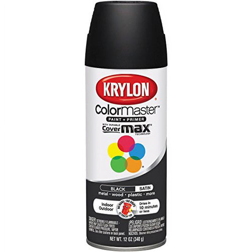 Krylon ColorMaster Paint + Primer Spray Paint, Satin, Black, 12 oz. - image 2 of 2
