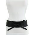thumbnail image 2 of Women Black Metallic Shiny Black Faux Leather Wrap Around Tie Belt Fit Size S M, 2 of 7