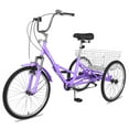 thumbnail image 2 of Lilypelle Folding Tricycle, 24" Three Wheel Bicycle for Adult, 7 Speed Adult Tricycle,Trike Cruiser With Big Basket for Exercise Shopping Picnic Outdoor Activitiess,Purple, 2 of 8
