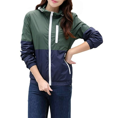 SAYFUT Women's/Men's Lightweight Windbreaker Hooded Jacket Contrast Color Zipper Jacket Lover Coat Sports Outwear Quick