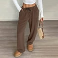 thumbnail image 2 of dGslk Women’s Loose Fit Wide Leg Sweatpants with Elastic Waistband and Drawstring Casual Lounge Pants with Pockets for Everyday Wear Brown 2XL, 2 of 2
