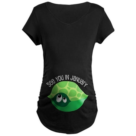 

CafePress - January Turtle Due Date Pregnancy Maternity Dark T - Maternity Dark T-Shirt