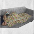 thumbnail image 5 of Food Soft Flannel Fleece Throw Blanket, Abstract Pattern with Flowers Fruits Sun Owl and Winged Heart, Cozy Plush for Indoor and Outdoor Use, 60" x 80", Eggshell Multicolor, by Ambesonne, 5 of 5