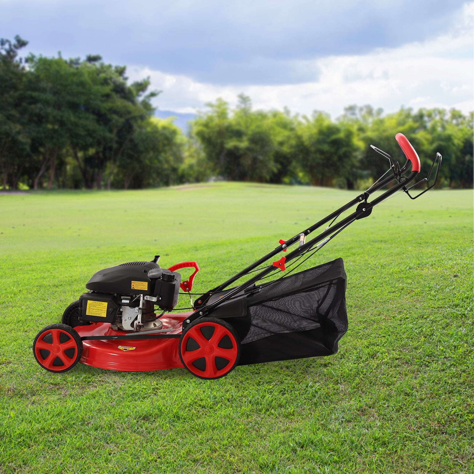 TOOL1SHOoo 20-inch 173 cc Gas Self-Propelled Lawn Mower with Bagger, 4-Stroke Engine Adjustable