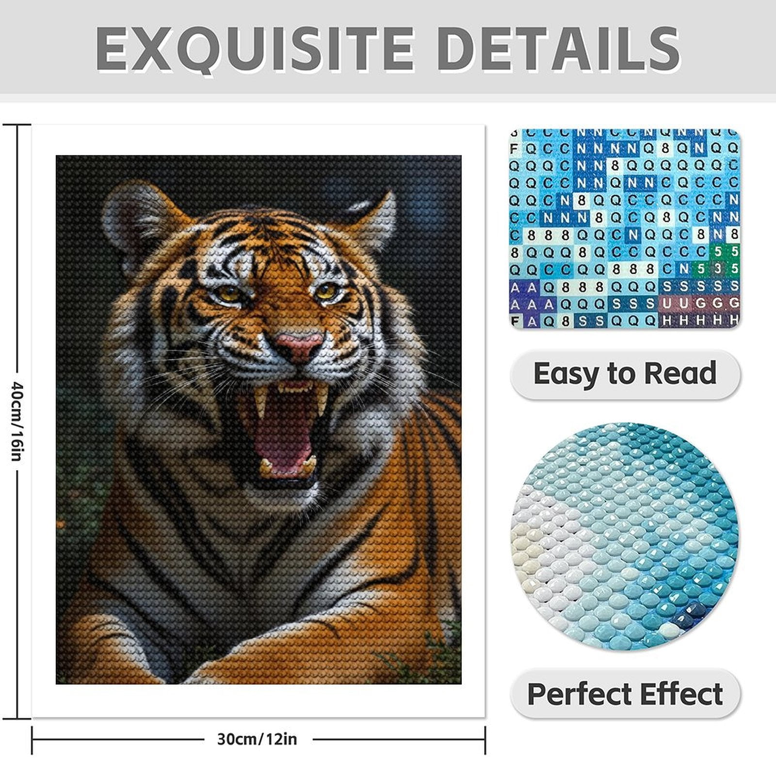 Diamond Art Kits for Adults - 5d Roaring Tiger In Jungle Majesty Diamond Painting for Adults, Diamond Art for Adults Beginners, Diamond Painting Kits for Adults for Home Wall Decor
