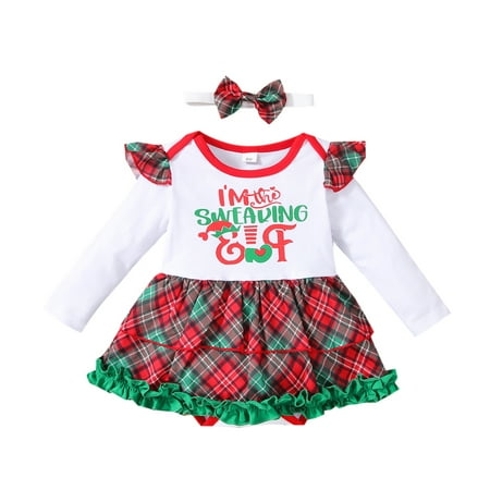 

Musuos Baby Girls 2Pcs Christmas Outfits Patchwork Tutu Romper with Headband