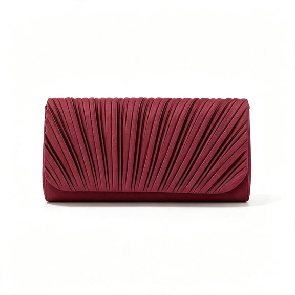 RUMANLAND Women's Burgundy Pleated Evening Clutch Bag