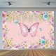 thumbnail image 3 of Butterfly Backdrop for Princess Girls Happy Birthday Party Banner Vinyl 5x3ft Fairy Butterflies Floral Photo Background Baby Kids Garden Tea Party Cak, 3 of 4