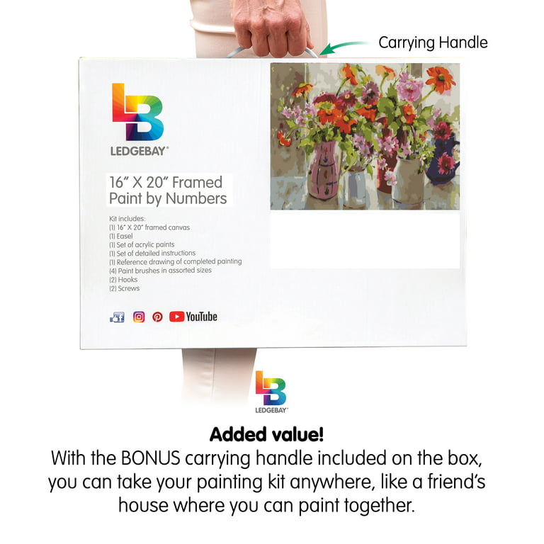 Paint by Numbers for Adults Beginner: Complete DIY Kit on Canvas - Ledg, Size: 16 x 20 Framed