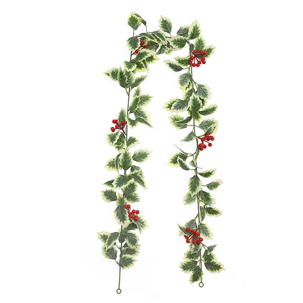 Guirnalda navideña de frutos rojos con piñas, guirnalda de frutos artificiales, adornos navideños para chimeneas de interior y exterior, vacaciones de invierno, decoración navideña para el
