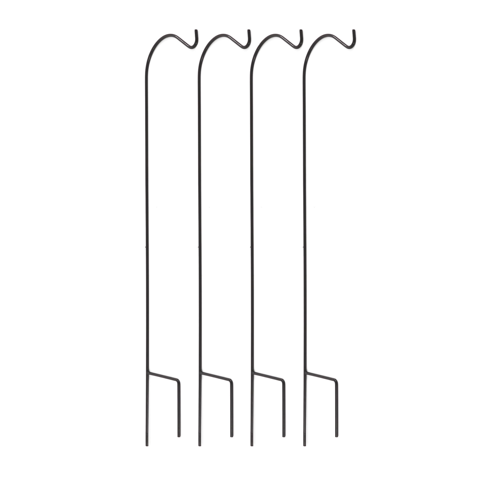 Ashman Shepherds Hook for Hanging Plants, Feeders, 65 Inches, 4 Pack, Black
