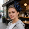 thumbnail image 6 of Blue Fascinator Headband for Women Vintage Flower Fascinator Hat for Weddings Tea Party with Feathers Mesh Clip, 6 of 6