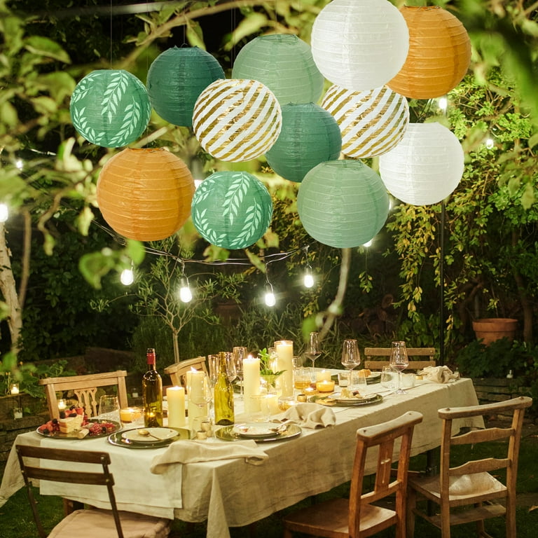 Paper Lanterns Party Decorations Classroom Decorations Chinese Japanese Hanging Paper Lantern for Green Wedding Birthday Neutral Party Supplies 12PCS