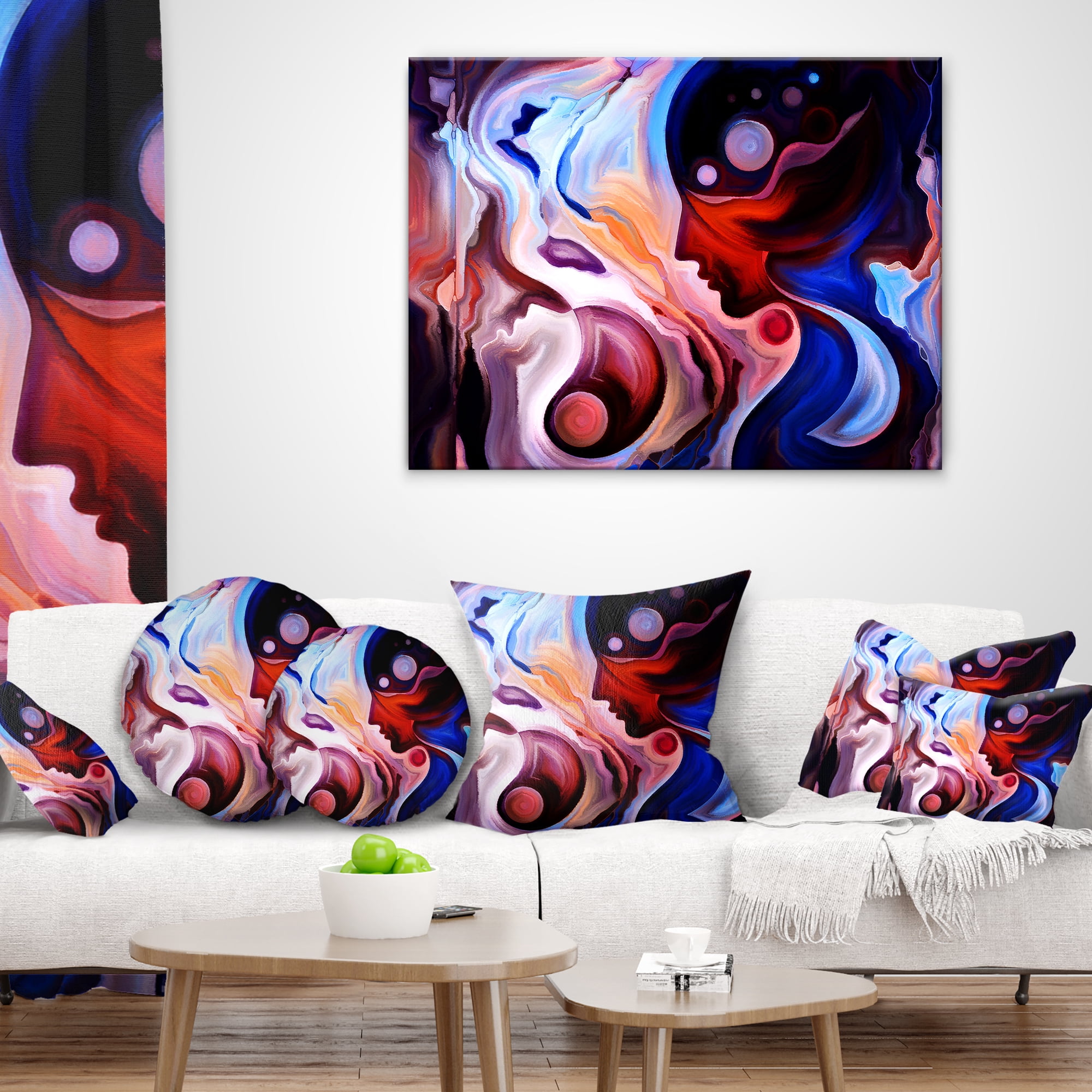 Designart Watching Woman Painting - Abstract Throw Pillow - 16x16