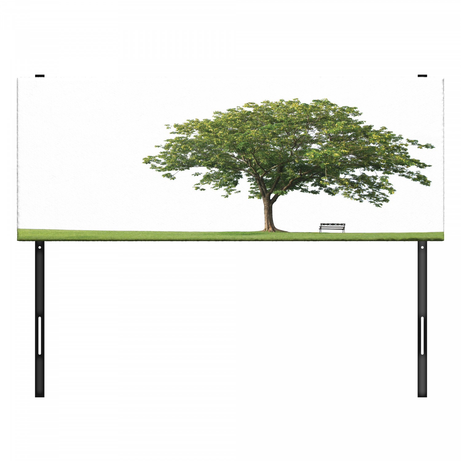 Tree Headboard, Bench Under Majestic Tree Looks Like Solitude in Habitat Environment Design, Upholstered Decorative Metal Bed Headboard with Memory Foam, Full Size, Green White, by Ambesonne - image 3 of 4