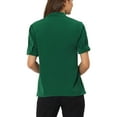 thumbnail image 3 of INSPIRE CHIC Women's Short Sleeve Casual V Neck Chiffon Blouses Tops with Tie S Dark Green, 3 of 5