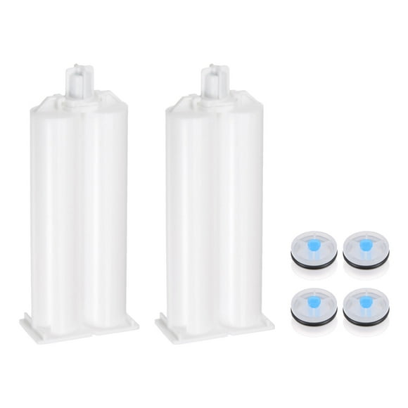 Unique Bargains 2 Pcs Cartouche Adhésive pour Pistolet Époxy, Cartouche Double en Plastique 115mm avec Piston Blanc pour 50ml/1.7oz 1:1