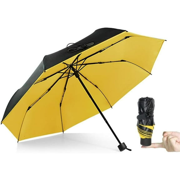AODINI Windproof Travel Golf Umbrella Compact Folding Mini Lightweight Yellow