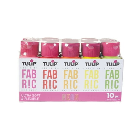 Tulip Brush-On Fabric Paint Set – 10 Pack of 2 fl oz Bottles, Liquid Neon Colors for DIY Crafts & Clothing