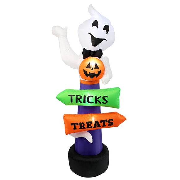 NAOJIE 8 FT Halloween Inflatables Ghost Outdoor Decorations Blow Up Yard Cute Wizard Ghost with Pumpkin with Built-in LEDs for Garden Lawn Indoor Party Holiday Decor(US Standard)