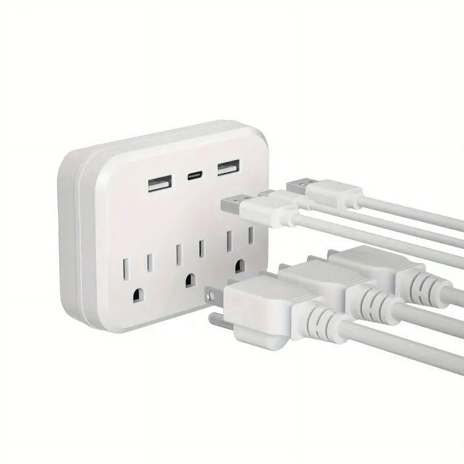 USB Outlet Extender Surge Protector - Multi Plug Outlet with Rotating Plug,Power Strip with 3 AC Spaced Outlet Splitter and 3 USB Ports (1 USB C) for Travel, Home, Office