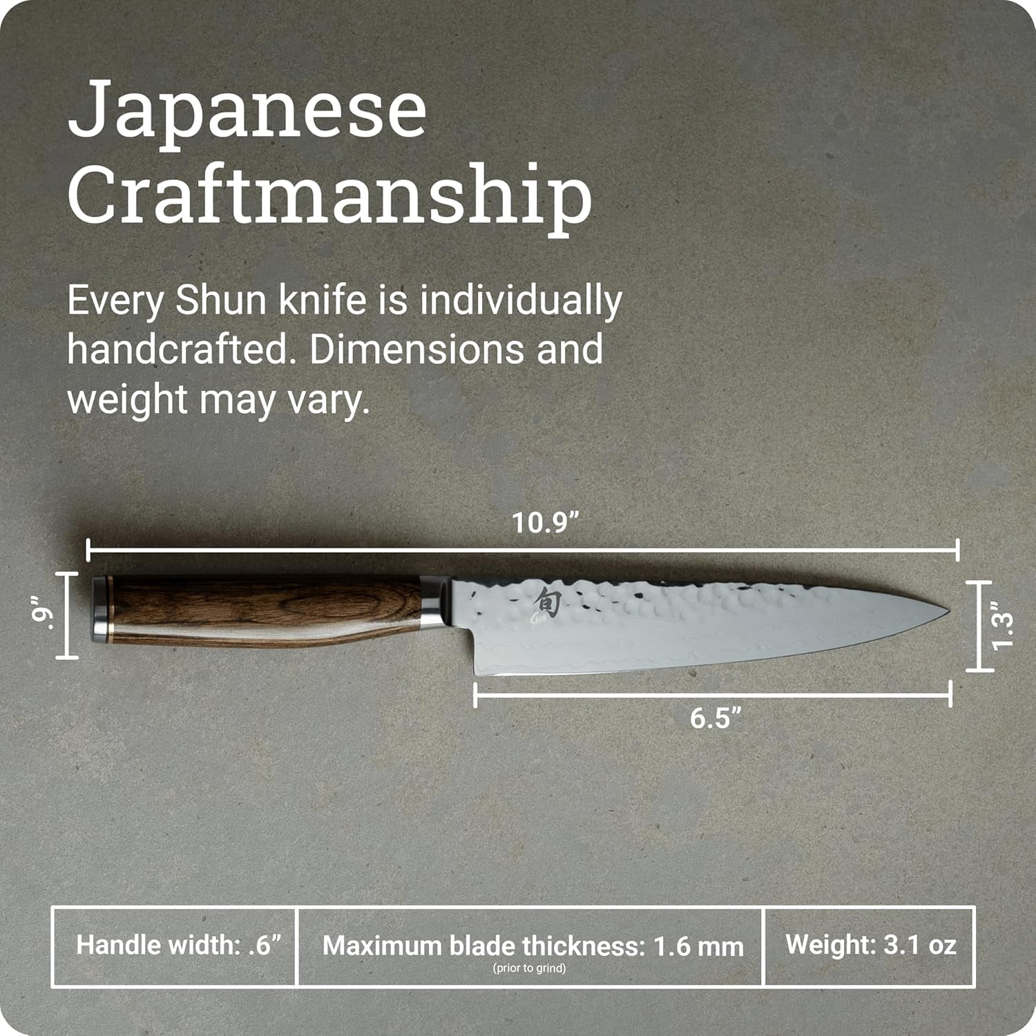 Shun Premier 6.5-Inch Utility Knife, VG-MAX Core with Damascus Stainless Steel Cladding, Pakkawood Handle