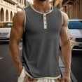 thumbnail image 2 of uikmnh Tank Tops Men Linen Button Up Sleeveless Tank Top for Casual Everyday Wear and Versatile Layering Size:3XL, 2 of 5