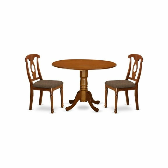 Dublin 3 Piece Drop Leaf Dining Table Set with Kenley Microfiber Seat Chairs