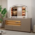 thumbnail image 6 of Swafrrt Arch Vanity Mirror with Light, 24" x 32" Arched LED Makeup Mirror with Lighted Makeup Mirror with USB Charging Port, Dimmable 3 Colors Mode, 6 of 7