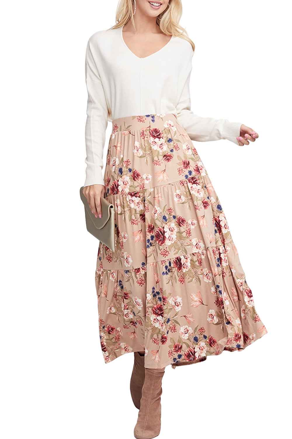 Plus Size Shirring Detailed Top & Long Skirt Set