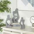 thumbnail image 2 of DecMode 6"W, 13"H Polystone Contemporary Sculptures, Gray, 3-Piece, 2 of 8