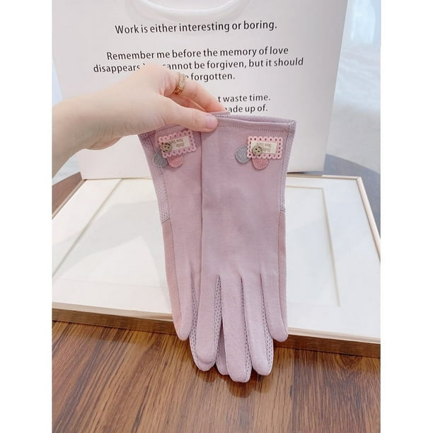 Guantes de protección solar de verano para mujer, finos, antiultravioleta, transpirables, de algodón, antideslizantes, con pantalla táctil, de color sólido, a la moda, parasol