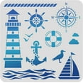 thumbnail image 2 of Lighthouse PET Plastic Drawing Templates 11.8x11.8 Inch Compass Anchor Template Stencil, 2 of 9