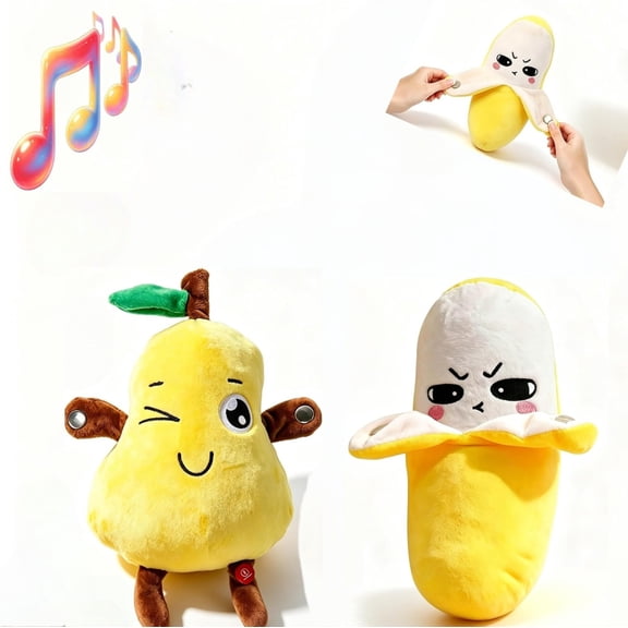 Musical Sensory Toy, Interactive Fruit Plush Toy, Skin‑Touch Trigger Music, Solo & Two‑Player Modes, Tap to Switch Built‑in Melodies for Holiday Gifting