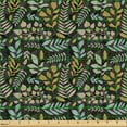 thumbnail image 2 of Ambesonne Nature Fabric by the Yard Upholstery, Fashion Leaves Vintage Art, 1 Yard, Pale Brown and Slate Blue, 2 of 5