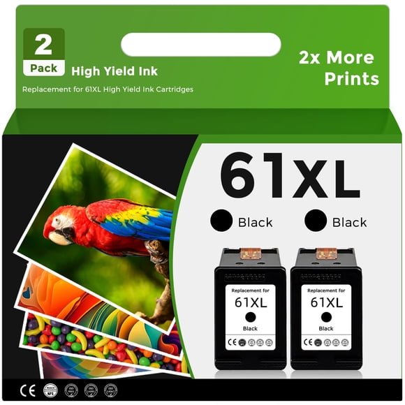 Cartucho de tinta Relcolor 61XL negro de repuesto para HP, paquete de 2